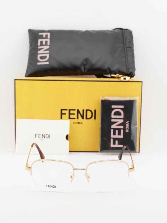 Fendi FE50106F 030 Square Eyeglasses 54mm - Gold main image 5